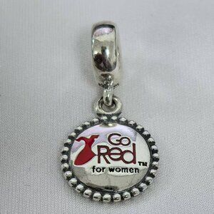 Pandora American Heart Association Go Red for Women Charm, S925 Silver Jewelry